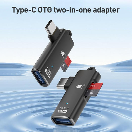 ADS-621 Type-C Male to TF Card Reader USB3.0 Female OTG Adapter(Silver) - U Disk & Card Reader by buy2fix | Online Shopping UK | buy2fix