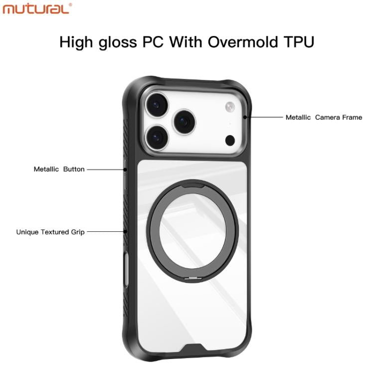 For iPhone 17 Pro Mutural Xuan Armor Series MagSafe Magnetic Holder Phone Case(Orange) - iPhone 17 Pro Cases by Mutural | Online Shopping UK | buy2fix