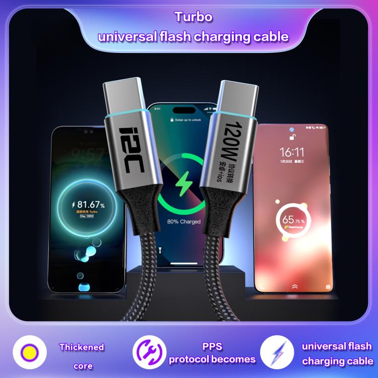 i2C Turbo PPS Protocol Conversion Cable Universal Flash Charging Cable, Model:TU2 120W - USB-C & Type-C Cable by i2C | Online Shopping UK | buy2fix