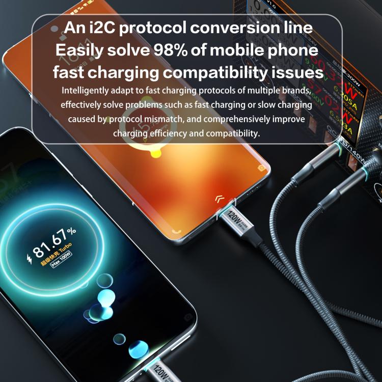 i2C Turbo PPS Protocol Conversion Cable Universal Flash Charging Cable, Model:TU2 120W - USB-C & Type-C Cable by i2C | Online Shopping UK | buy2fix