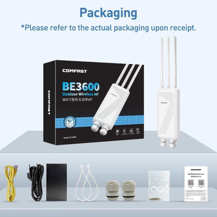 COMFAST CF-EW87 3600Mbps Dual-Band WiFi7 Outdoor Wireless AP, Plug:AU Plug(White) - Wireless Routers by COMFAST | Online Shopping UK | buy2fix