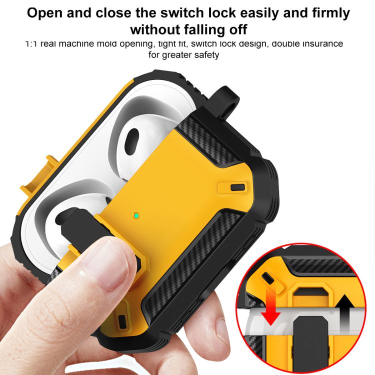 For AirPods Pro 3 Shield Shockproof Earphone Protective Case with Hook(Black Red) - For AirPods Pro 3 by buy2fix | Online Shopping UK | buy2fix