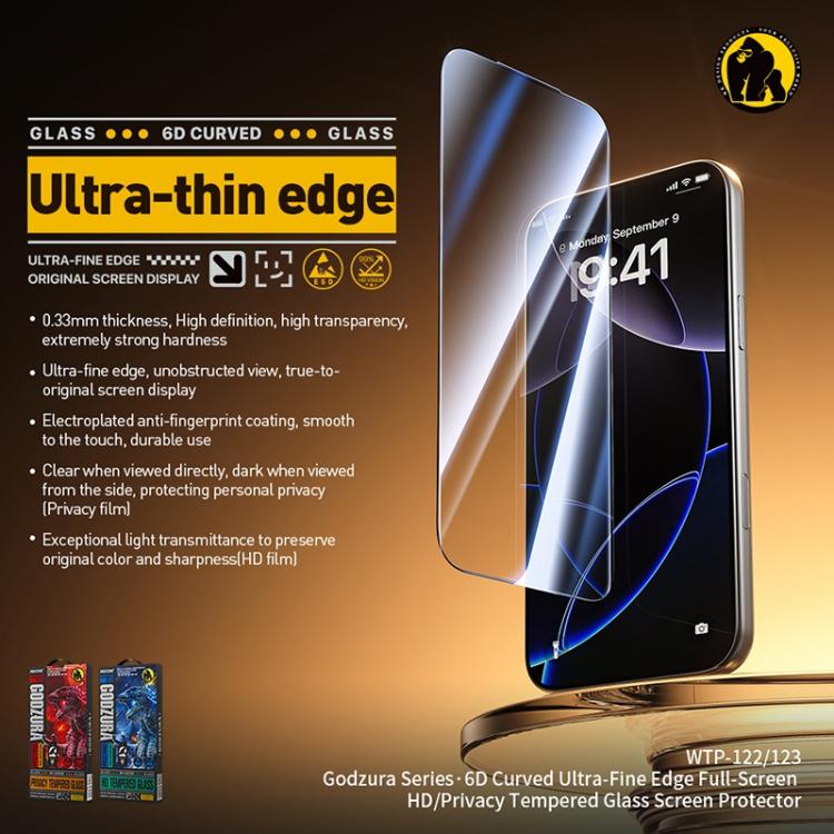 For iPhone 17 Pro Max WK WTP-123 6D Curved Ultra-Fine Edge Privacy Full-Screen Tempered Glass Film(Transparent) - iPhone 17 Pro Max Tempered Glass by WK | Online Shopping UK | buy2fix