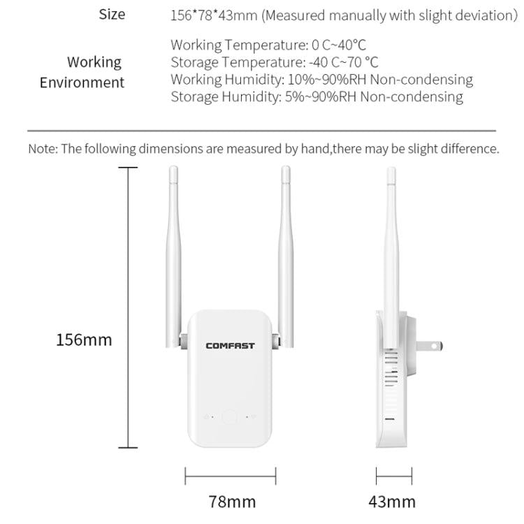 COMFAST CF-WR301S V3 300Mbps Wireless Repeater Router WiFi Signal Amplifier, Plug:US Plug(White) - Broadband Amplifiers by COMFAST | Online Shopping UK | buy2fix