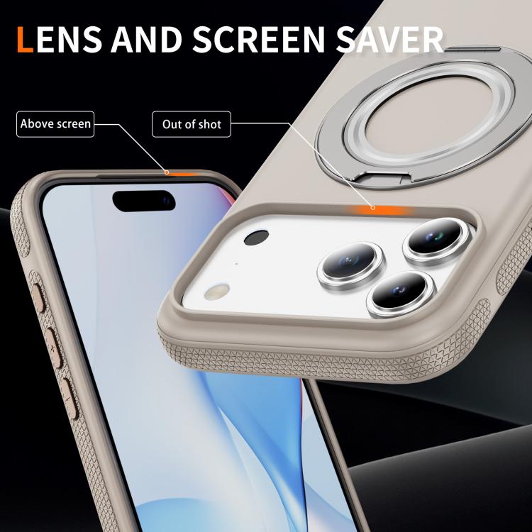 For iPhone 17 Pro Max Gear Holder C MagSafe Phone Case(Beige Gray) - iPhone 17 Pro Max Cases by buy2fix | Online Shopping UK | buy2fix