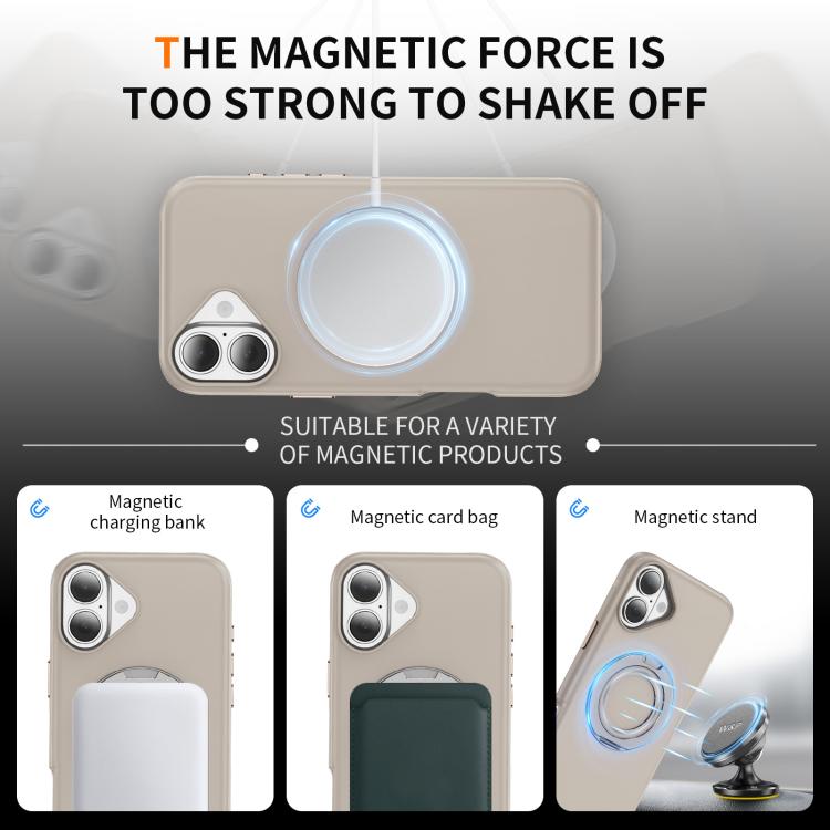 For iPhone 17 Gear Holder C MagSafe Phone Case(Beige Gray) - iPhone 17 Cases by buy2fix | Online Shopping UK | buy2fix