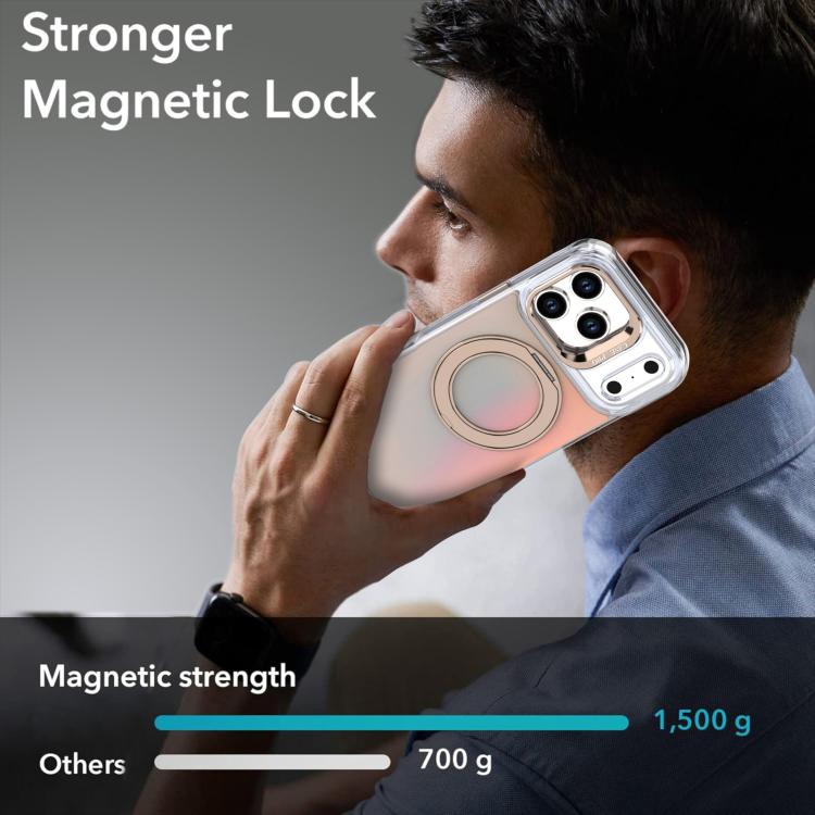 For iPhone 17 Pro Max Gradient Discolor Rotating Holder Lens Kickstand Magsafe Phone Case(Black) - iPhone 17 Pro Max Cases by buy2fix | Online Shopping UK | buy2fix