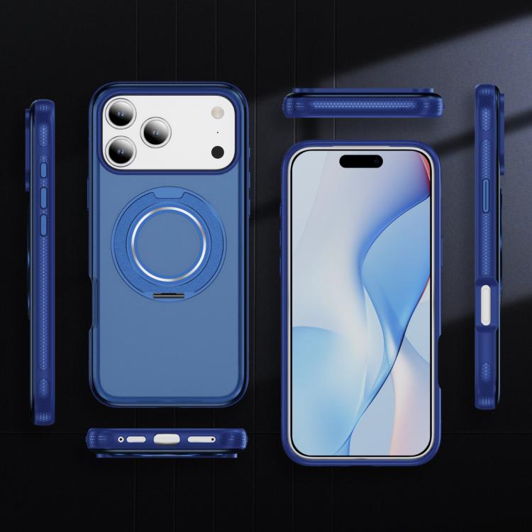 For iPhone 17 Pro Max Skin Feel Translucent PC Gear Holder C MagSafe Phone Case(Transparent Blue + Royal Blue) - iPhone 17 Pro Max Cases by buy2fix | Online Shopping UK | buy2fix