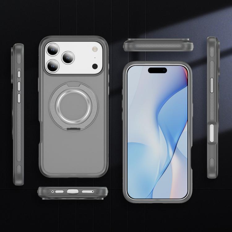 For iPhone 17 Pro Skin Feel Translucent PC Gear Holder C MagSafe Phone Case(Bright Grey+Grey) - iPhone 17 Pro Cases by buy2fix | Online Shopping UK | buy2fix