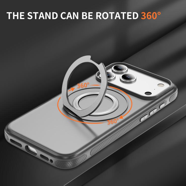 For iPhone 17 Pro Skin Feel Translucent PC Gear Holder C MagSafe Phone Case(Bright Grey+Grey) - iPhone 17 Pro Cases by buy2fix | Online Shopping UK | buy2fix