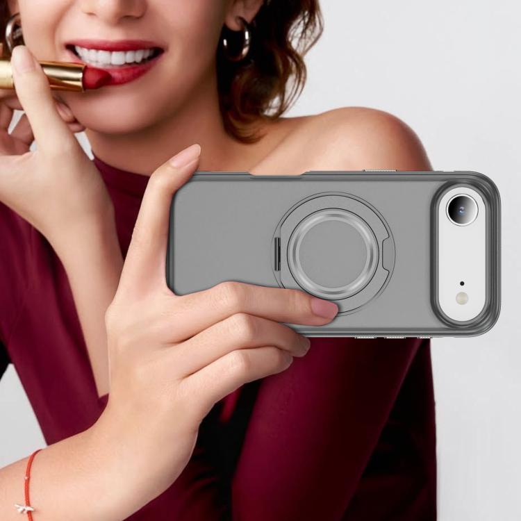 For iPhone Air Skin Feel Translucent PC Gear Holder C MagSafe Phone Case(Bright Grey+Grey) - iPhone Air Cases by buy2fix | Online Shopping UK | buy2fix