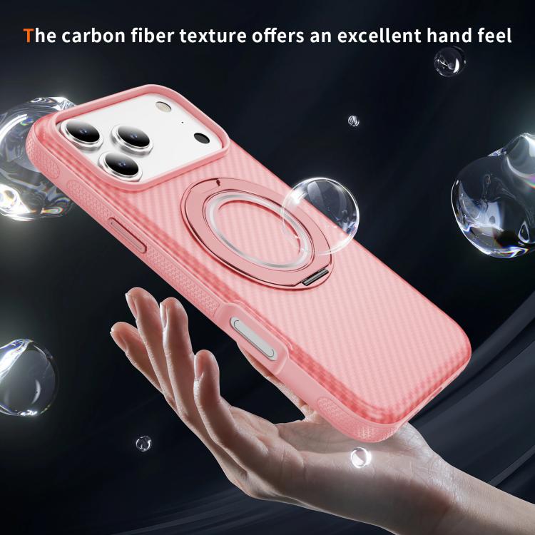 For iPhone 17 Pro Carbon Fiber Gear Holder C Type MagSafe Phone Case(Bright Pink + Pink) - iPhone 17 Pro Cases by buy2fix | Online Shopping UK | buy2fix