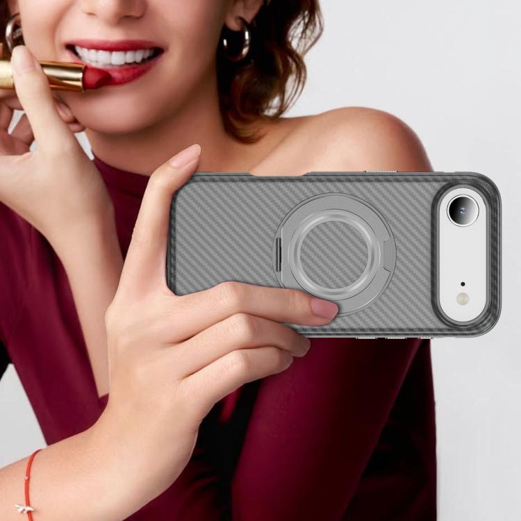 For iPhone Air Carbon Fiber Gear Holder C Type MagSafe Phone Case(Bright Grey+Grey) - iPhone Air Cases by buy2fix | Online Shopping UK | buy2fix