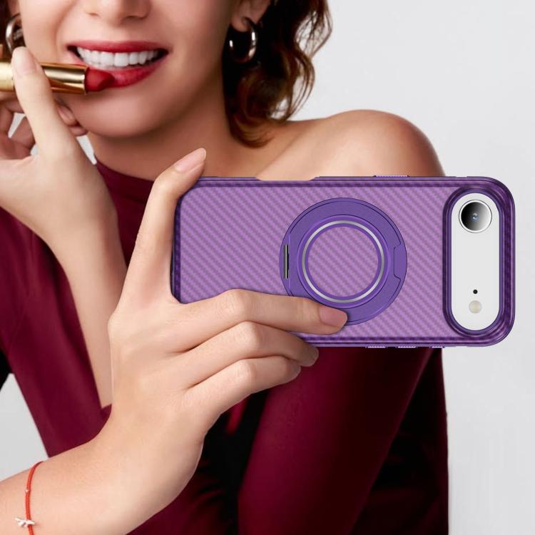 For iPhone Air Carbon Fiber Gear Holder C Type MagSafe Phone Case(Bright Purple + Purple) - iPhone Air Cases by buy2fix | Online Shopping UK | buy2fix