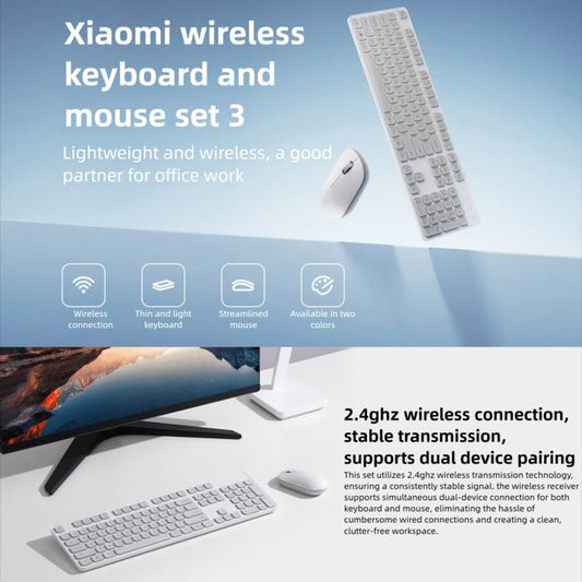 Original Xiaomi 2.4GHz Wireless Keyboard & Mouse Set 3(Grey) - Wireless Keyboard by Xiaomi | Online Shopping UK | buy2fix
