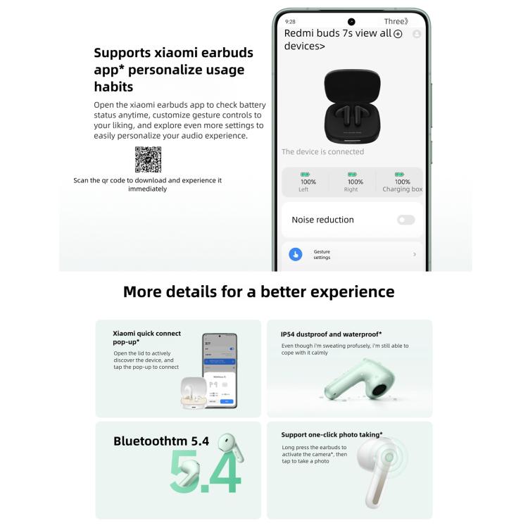 Original Xiaomi REDMI Buds 7S Semi-in-Ear Active Noise Cancelling Bluetooth Earphone(Black) - Bluetooth Earphone by Xiaomi | Online Shopping UK | buy2fix
