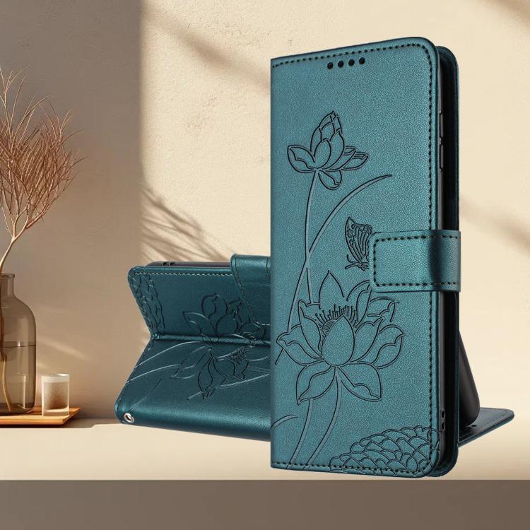 For iPhone Air Lotus Embossed Leather Phone Case with Lanyard(Dark Green) - iPhone Air Cases by buy2fix | Online Shopping UK | buy2fix