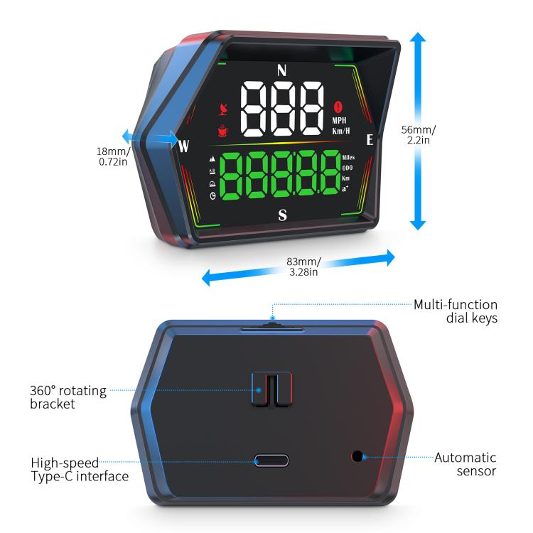 G21 Car HD Display GPS Speedometer Car OBD Meter Display Head-Up Display with Suction Cup Holder(Black) - Head Up Display System by buy2fix | Online Shopping UK | buy2fix