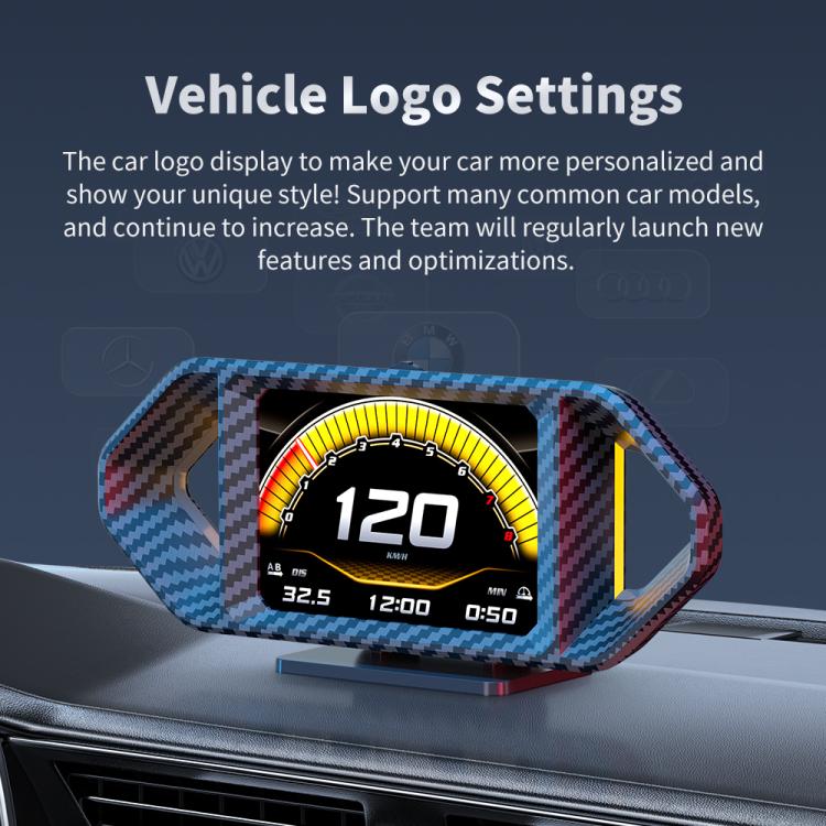 P26 Car HUD Head-Up Display Multi-function LCD OBD Smart Gauge Slope Meter Accelerometer(Carbon Fiber Texture) - Head Up Display System by buy2fix | Online Shopping UK | buy2fix