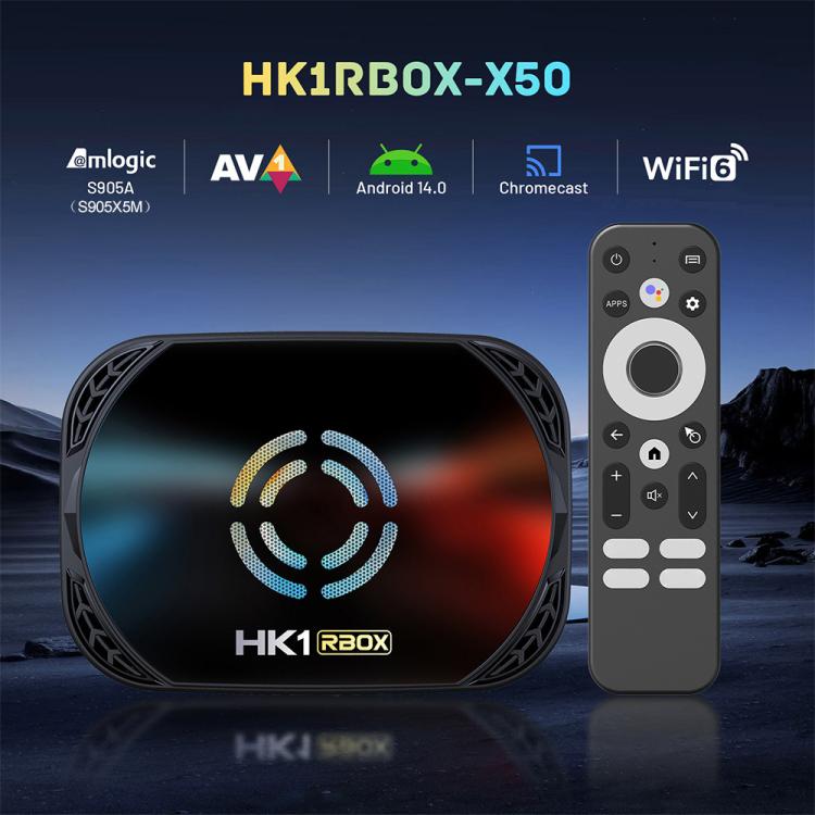 HK1 RBOX X50 Android 14 Smart TV Box with Remote Control, 4GB+64GB, Amlogic S905A Quad-Core(US Plug) - Amlogic S905 by buy2fix | Online Shopping UK | buy2fix