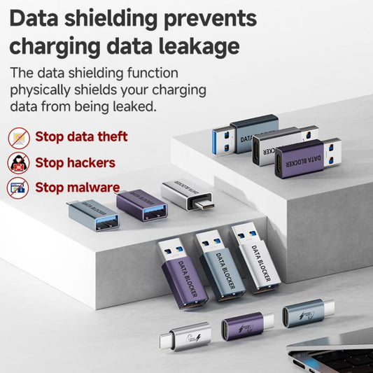 USB Charging Data Protection Blocker, Port:USB-A Female to USB-A Male(Gray Purple) - OTG Adapter by buy2fix | Online Shopping UK | buy2fix