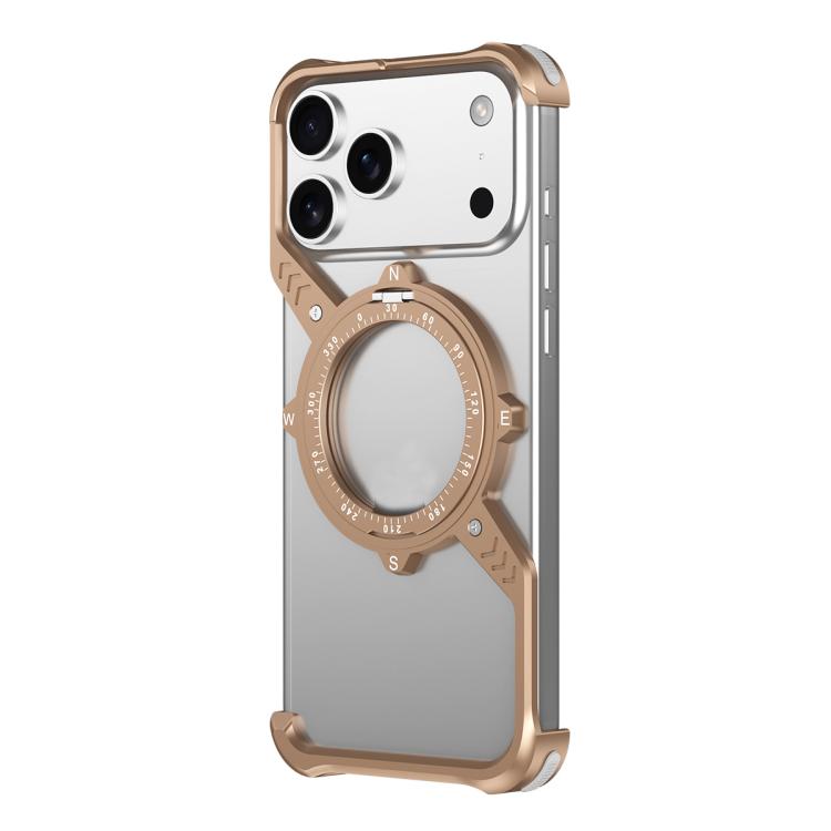 For iPhone 17 Pro S Shaped 360 Holder Airbag Frameless MagSafe Metal Phone Case(Desert Gold) - iPhone 17 Pro Cases by buy2fix | Online Shopping UK | buy2fix