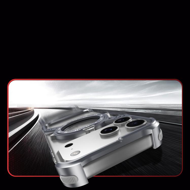 For iPhone 17 Pro Max S Shaped 360 Holder Airbag Frameless MagSafe Metal Phone Case(Space Gray) - iPhone 17 Pro Max Cases by buy2fix | Online Shopping UK | buy2fix