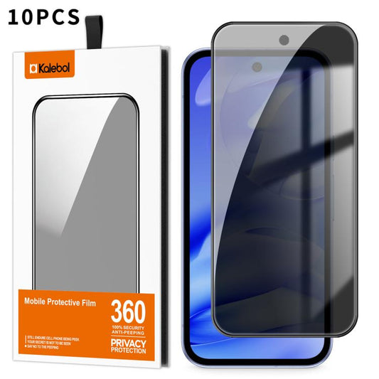For Google Pixel 9a Kalebol 10pcs High-Aluminum Screen-Printed Full-Coverage Black-Border Privacy Tempered Glass Film - Google Tempered Glass by Kalebol | Online Shopping UK | buy2fix