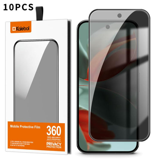 For Google Pixel 9 Pro Kalebol 10pcs High-Aluminum Screen-Printed Full-Coverage Black-Border Privacy Tempered Glass Film - Google Tempered Glass by Kalebol | Online Shopping UK | buy2fix
