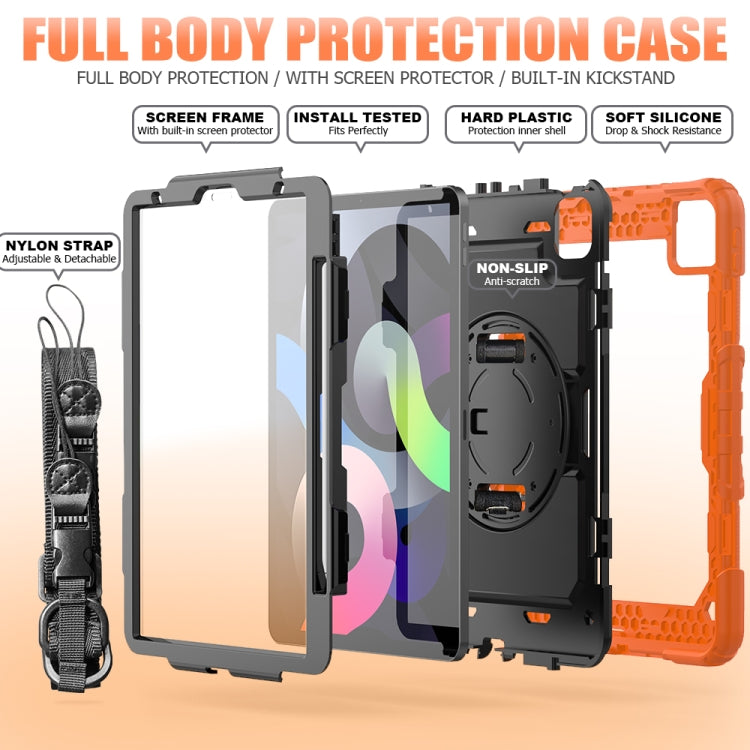 Shockproof Colorful Silicone + PC Protective Case with Holder & Shoulder Strap & Hand Strap & Pen Slot For iPad Air 2022 / 2020 10.9 (Orange) - iPad Air (2022) / (2020) 10.9 Cases by buy2fix | Online Shopping UK | buy2fix
