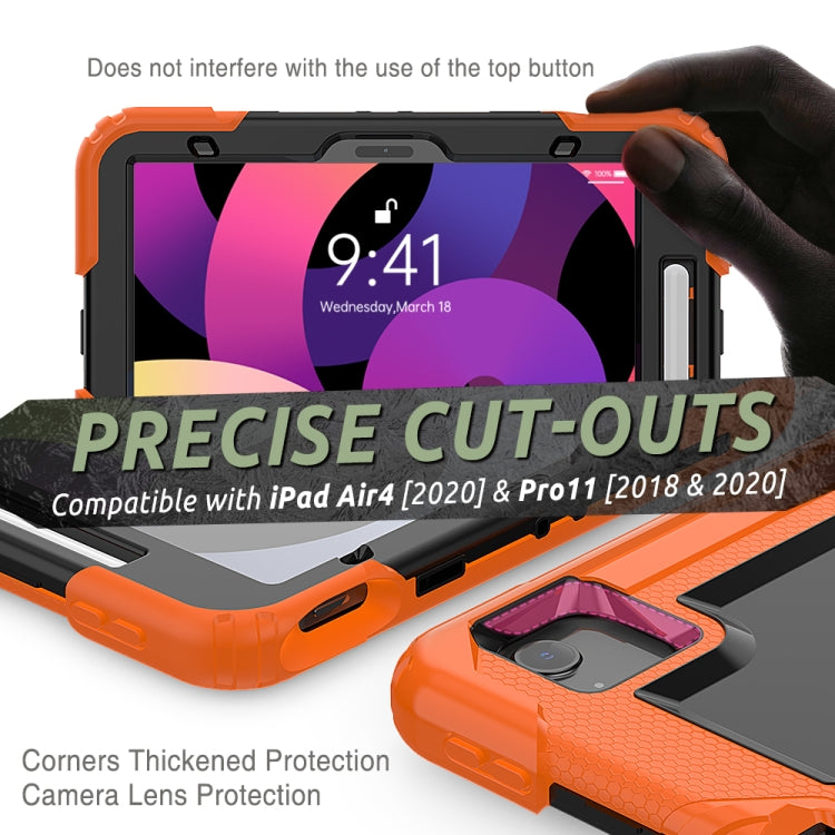 Shockproof Colorful Silicone + PC Protective Case with Holder & Shoulder Strap & Hand Strap & Pen Slot For iPad Air 2022 / 2020 10.9 (Orange) - iPad Air (2022) / (2020) 10.9 Cases by buy2fix | Online Shopping UK | buy2fix