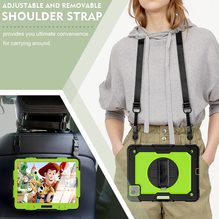 Shockproof Colorful Silicone + PC Protective Case with Holder & Shoulder Strap & Hand Strap & Pen Slot For iPad Air 2022 / 2020 10.9 (Black Yellow Green) - iPad Air (2022) / (2020) 10.9 Cases by buy2fix | Online Shopping UK | buy2fix