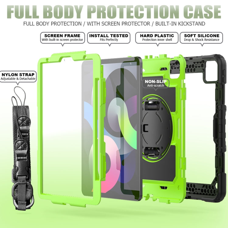 Shockproof Colorful Silicone + PC Protective Case with Holder & Shoulder Strap & Hand Strap & Pen Slot For iPad Air 2022 / 2020 10.9 (Black Yellow Green) - iPad Air (2022) / (2020) 10.9 Cases by buy2fix | Online Shopping UK | buy2fix