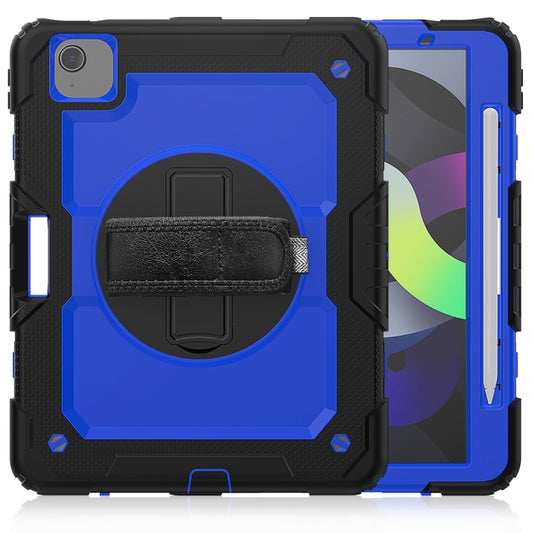 Shockproof Colorful Silicone + PC Protective Case with Holder & Shoulder Strap & Hand Strap & Pen Slot For iPad Air 2022 / 2020 10.9 (Black Blue) - iPad Air (2022) / (2020) 10.9 Cases by buy2fix | Online Shopping UK | buy2fix