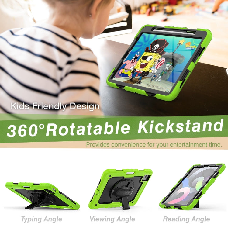 Shockproof Colorful Silicone + PC Protective Case with Holder & Shoulder Strap & Hand Strap & Pen Slot For iPad Air 2022 / 2020 10.9 (Yellow Green) - iPad Air (2022) / (2020) 10.9 Cases by buy2fix | Online Shopping UK | buy2fix