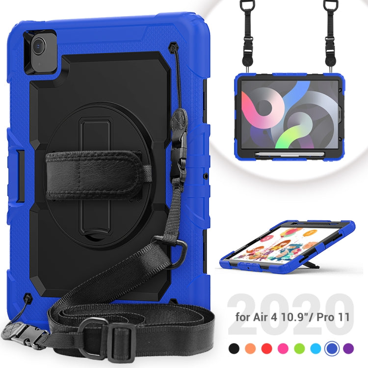 Shockproof Colorful Silicone + PC Protective Case with Holder & Shoulder Strap & Hand Strap & Pen Slot For iPad Air 2022 / 2020 10.9 (Blue) - iPad Air (2022) / (2020) 10.9 Cases by buy2fix | Online Shopping UK | buy2fix