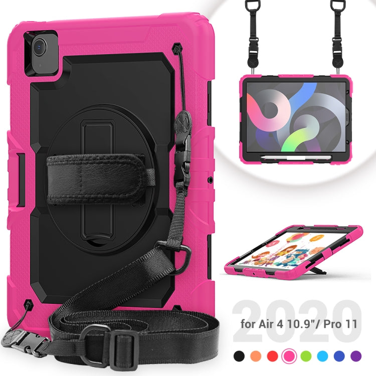 Shockproof Colorful Silicone + PC Protective Case with Holder & Shoulder Strap & Hand Strap & Pen Slot For iPad Air 2022 / 2020 10.9 (Rose Red) - iPad Air (2022) / (2020) 10.9 Cases by buy2fix | Online Shopping UK | buy2fix