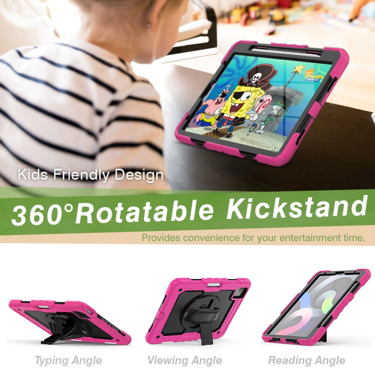 Shockproof Colorful Silicone + PC Protective Case with Holder & Shoulder Strap & Hand Strap & Pen Slot For iPad Air 2022 / 2020 10.9 (Rose Red) - iPad Air (2022) / (2020) 10.9 Cases by buy2fix | Online Shopping UK | buy2fix