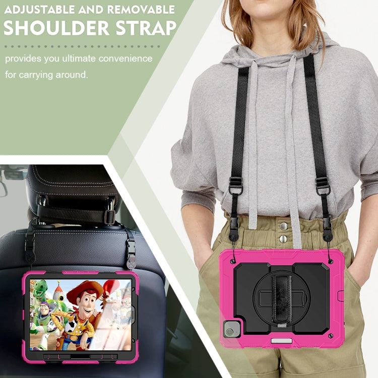 Shockproof Colorful Silicone + PC Protective Case with Holder & Shoulder Strap & Hand Strap & Pen Slot For iPad Air 2022 / 2020 10.9 (Rose Red) - iPad Air (2022) / (2020) 10.9 Cases by buy2fix | Online Shopping UK | buy2fix