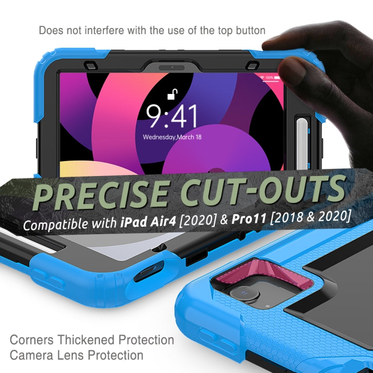 Shockproof Colorful Silicone + PC Protective Case with Holder & Shoulder Strap & Hand Strap & Pen Slot For iPad Air 2022 / 2020 10.9 (Light Blue) - iPad Air (2022) / (2020) 10.9 Cases by buy2fix | Online Shopping UK | buy2fix