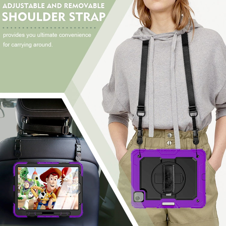 Shockproof Colorful Silicone + PC Protective Case with Holder & Shoulder Strap & Hand Strap & Pen Slot For iPad Air 2022 / 2020 10.9 (Purple) - iPad Air (2022) / (2020) 10.9 Cases by buy2fix | Online Shopping UK | buy2fix