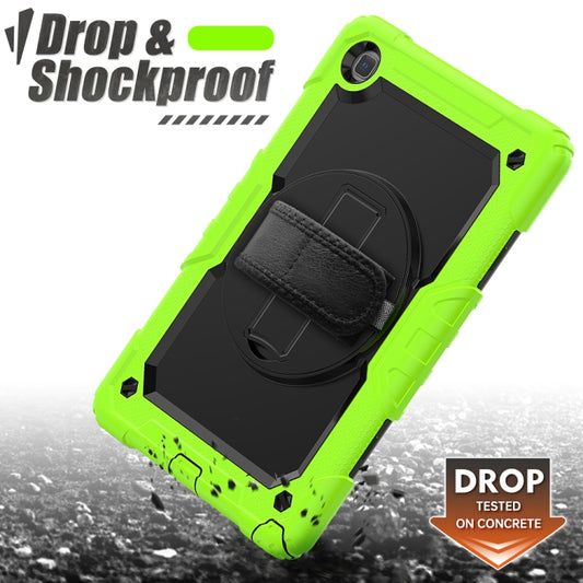 For Samsung Galaxy Tab A7 (2020) T500/T505 Shockproof Colorful Silicone + PC Protective Case with Holder & Shoulder Strap & Hand Strap & Pen Slot(Yellow Green) - Other Galaxy Tab PC by buy2fix | Online Shopping UK | buy2fix