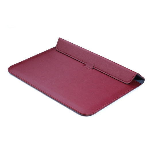 PU Leather Ultra-thin Envelope Bag Laptop Bag for MacBook Air / Pro 11 inch, with Stand Function(Wine Red) by buy2fix