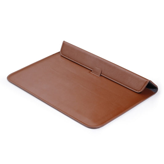 PU Leather Ultra-thin Envelope Bag Laptop Bag for MacBook Air / Pro 15 inch, with Stand Function (Brown) by buy2fix