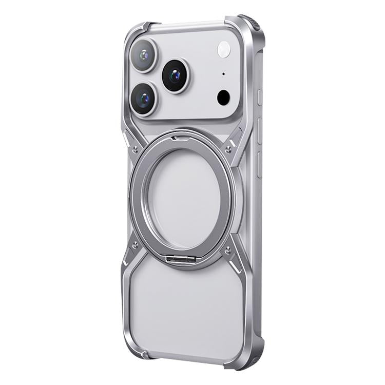 For iPhone 17 Pro Max Aluminum Alloy Frameless 360-Degree Rotating Phone Case(Silver) - iPhone 17 Pro Max Cases by buy2fix | Online Shopping UK | buy2fix