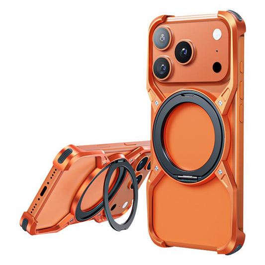 For iPhone 17 Pro Aluminum Alloy Frameless 360-Degree Rotating Phone Case(Orange) - iPhone 17 Pro Cases by buy2fix | Online Shopping UK | buy2fix