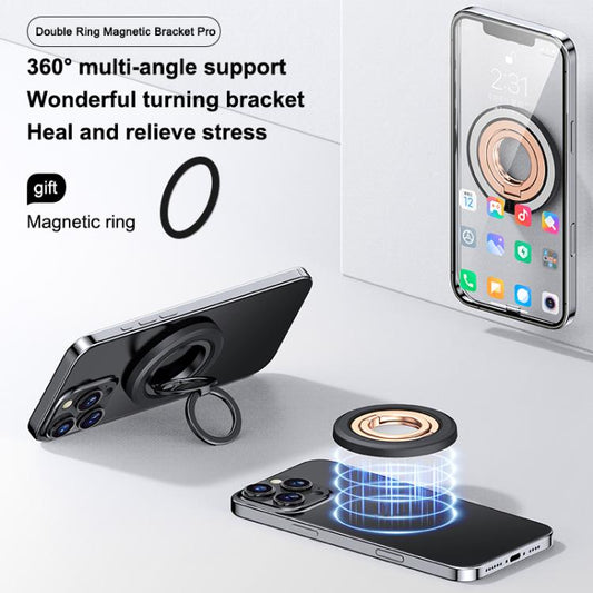 360 Degree Rotation Double Ring Magnetic MagSafe Phone Holder(Silver) - Ring Holder by buy2fix | Online Shopping UK | buy2fix