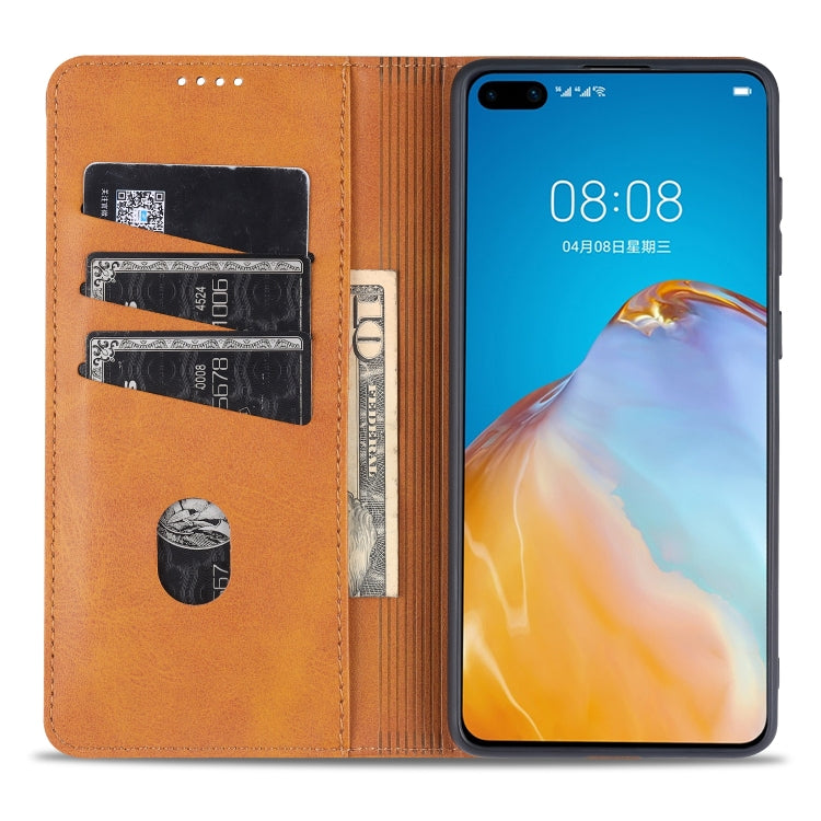 For Huawei P40 AZNS Magnetic Calf Texture Horizontal Flip Leather Case with Card Slots & Holder & Wallet(Dark Blue) - Huawei Cases by AZNS | Online Shopping UK | buy2fix