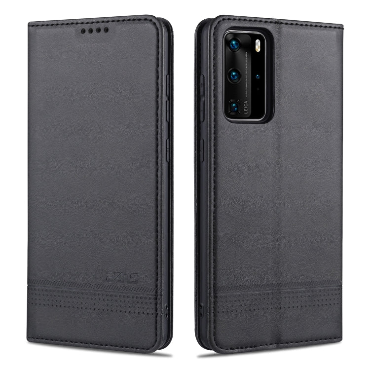 For Huawei P40 Pro AZNS Magnetic Calf Texture Horizontal Flip Leather Case with Card Slots & Holder & Wallet(Black) - Huawei Cases by AZNS | Online Shopping UK | buy2fix