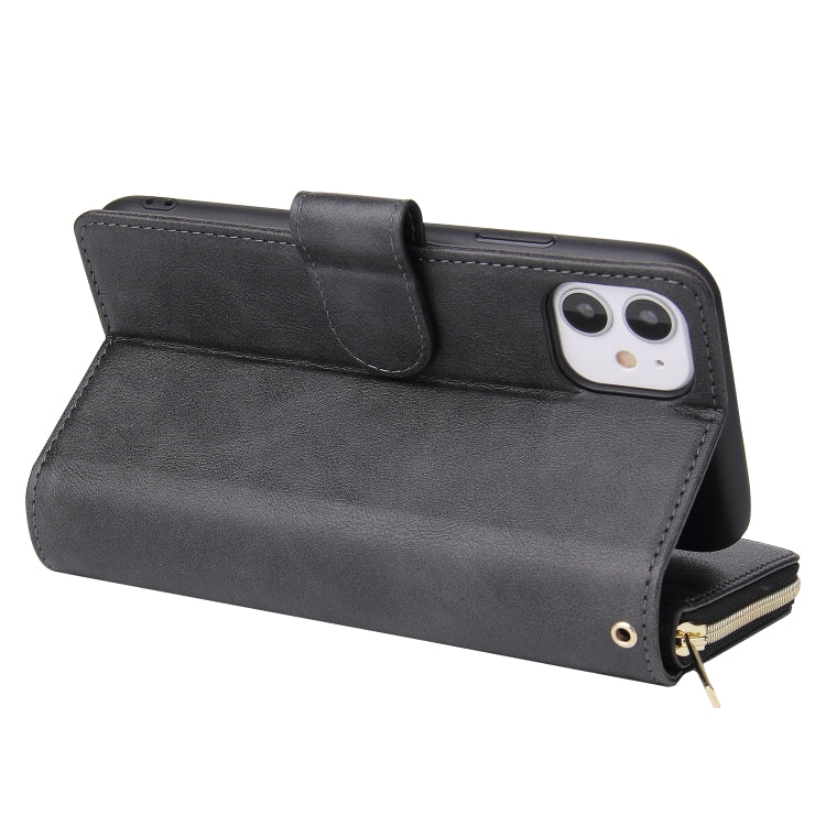 For iPhone 11 Pro Max Zipper Wallet Bag Horizontal Flip PU Leather Case with Holder & 9 Card Slots & Wallet & Lanyard & Photo Frame(Black) - iPhone 11 Pro Max Cases by buy2fix | Online Shopping UK | buy2fix